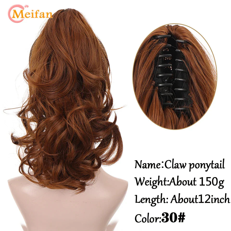 MEIFAN Long Synthetic Wavy Clip in Hair Ponytail