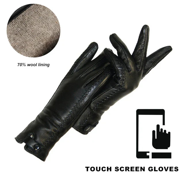 New Women's Gloves Genuine Leather Winter Warm Fluff
