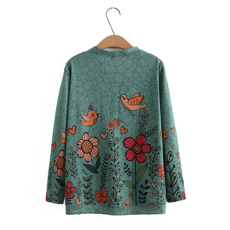 8XL Plus Size Cardigan Women 2023 Spring Print