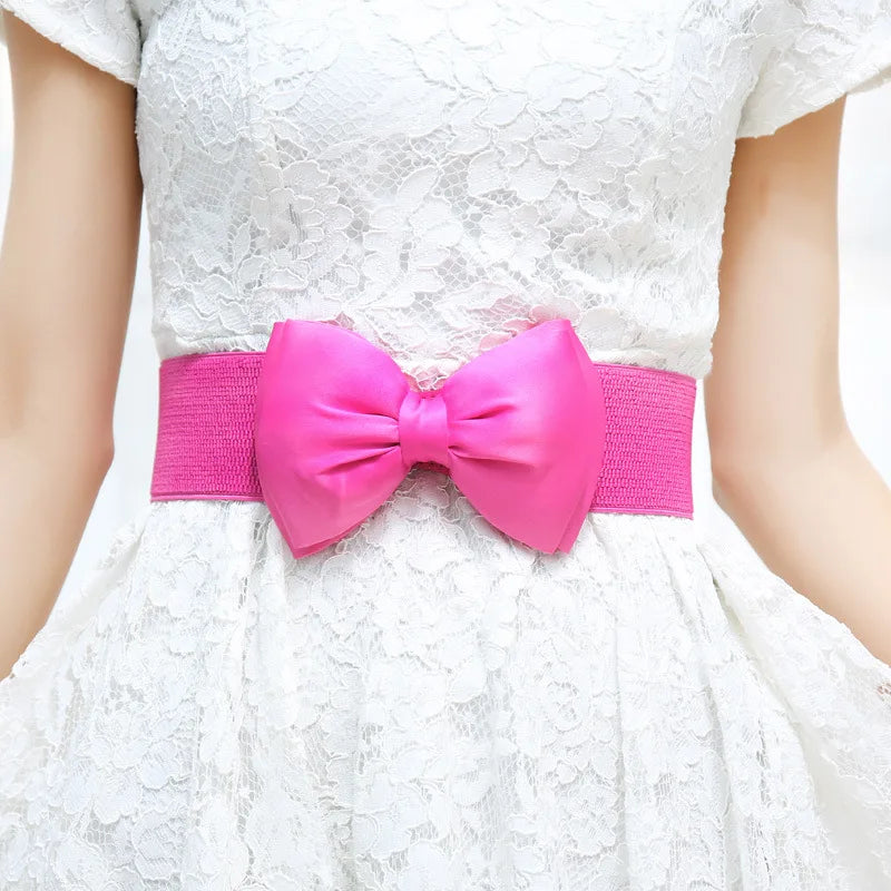New Fashion Women Bowknot Cummerbunds Elastic Bow Wide
