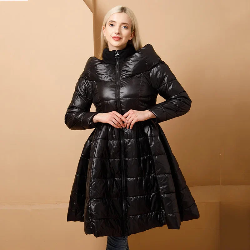 5XL Winter Woman Padded Long Jacket White Duck