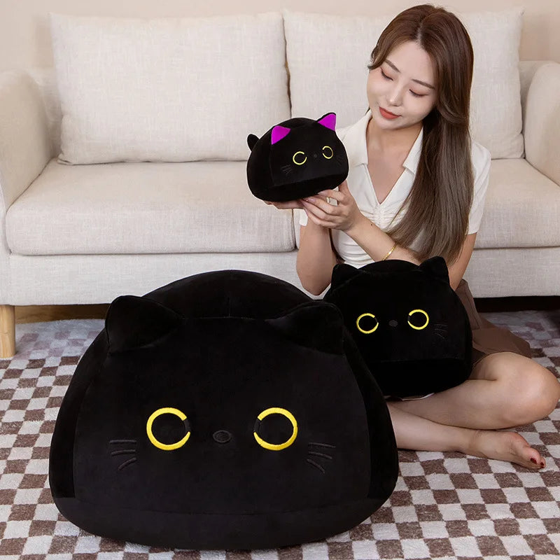 9/15/25CM Kawaii Small Cuddly Black Cat Plush Doll