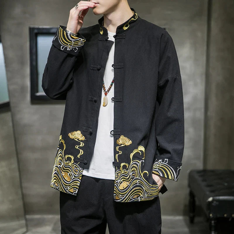 Men's Shirts Embroidered 2024 Spring Chinese Style Retro