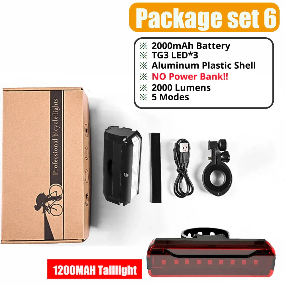 8000Mah Bike Front Lights Waterproof Bicycle Led light