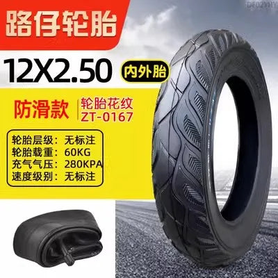 12X2.50 12*2.50 Tyre tire and inner tube for E-bike E scooter electric bicycle BiKE Motorcycle
