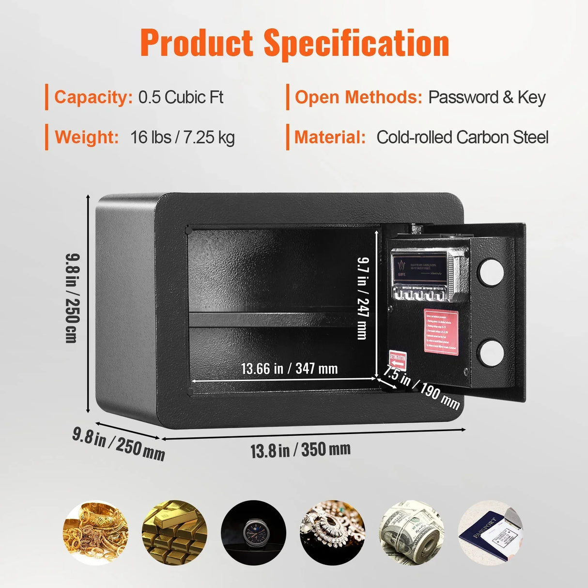 VEVOR 1.2/0.5 Cubbic Fit Electronic Safe Deposit Safe