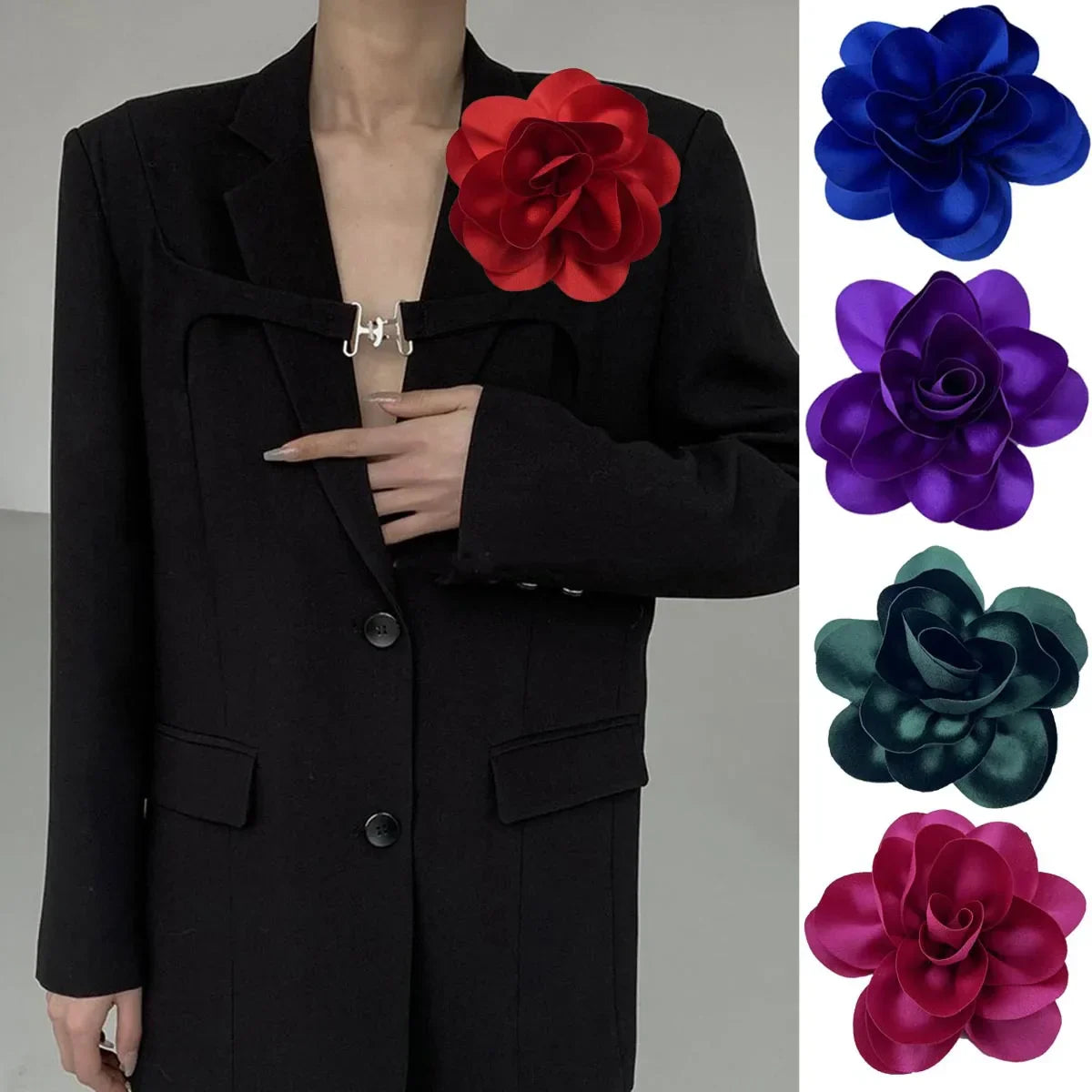 French 14cm Large Flower Brooch Fabric Handmade Accessories