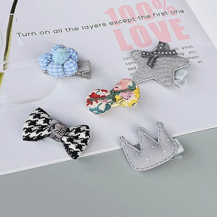 New cute bear girls hair bows 5pcs children