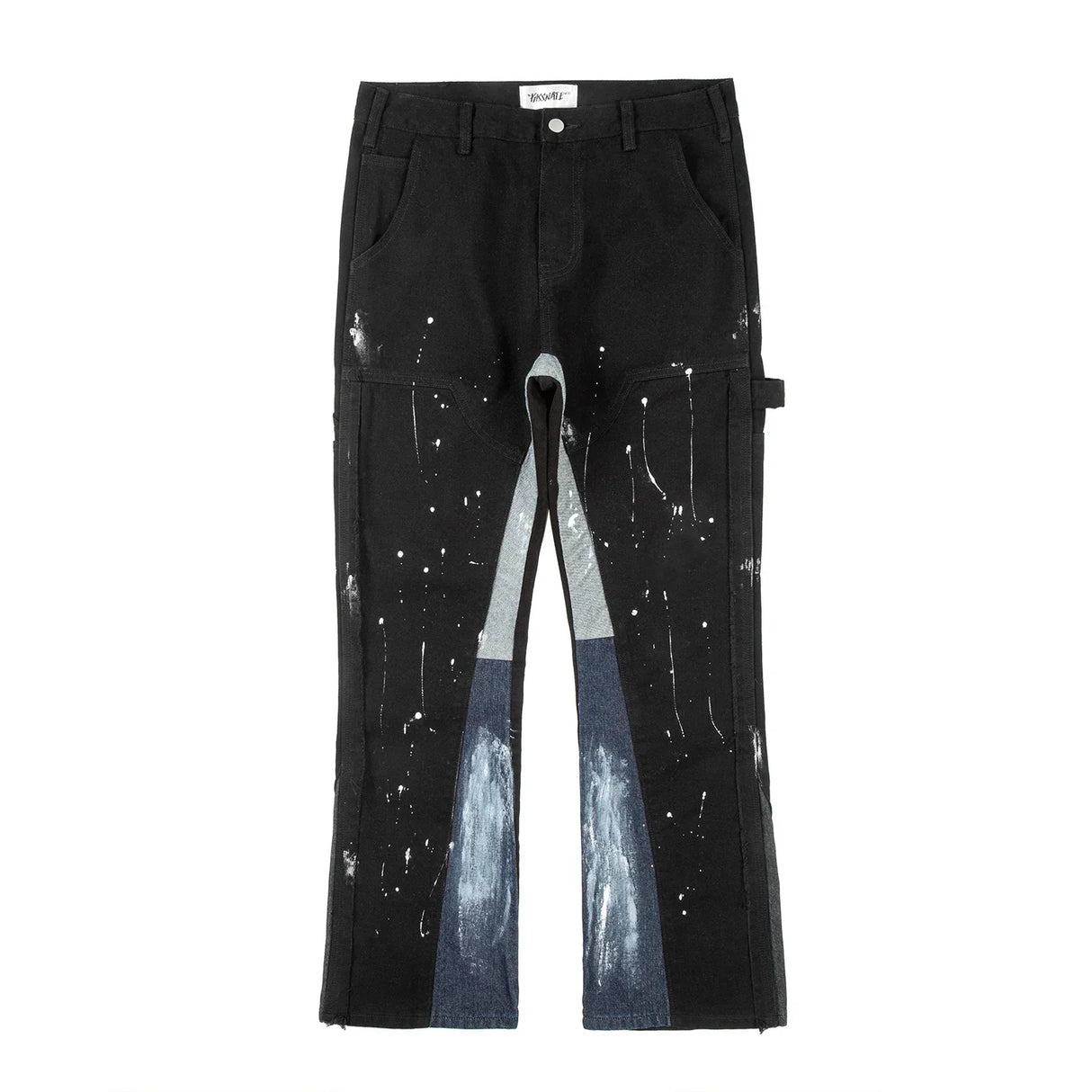 High Street Spliced Speckled Ink Micro Flare Pants