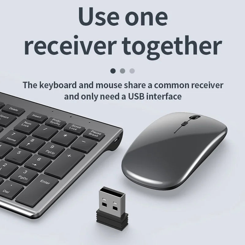 Gray Bluetooth 5.0 & 2.4G Wireless Keyboard Mouse