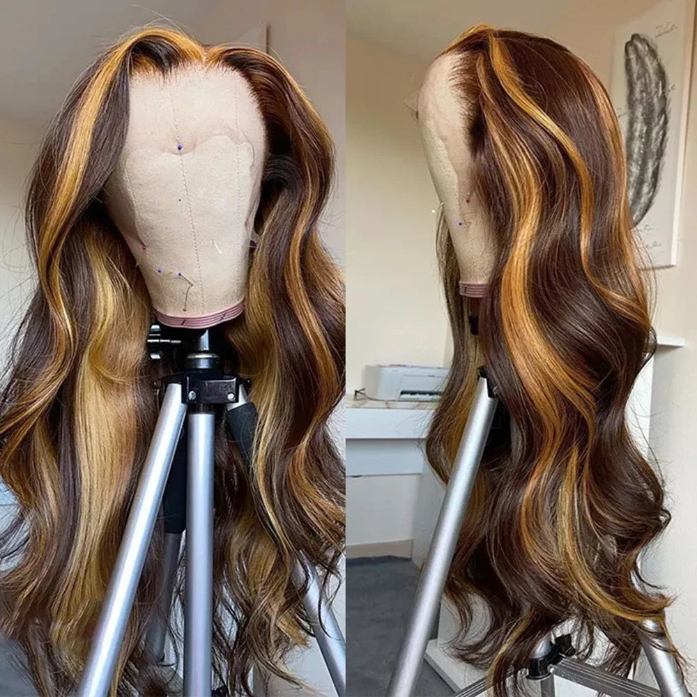 30 34inch 13x4 Highlight Ombre Body Wave Lace