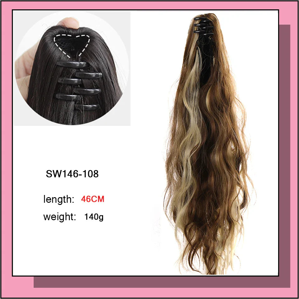 AS Long Wavy Straight Claw Clip On Ponytail