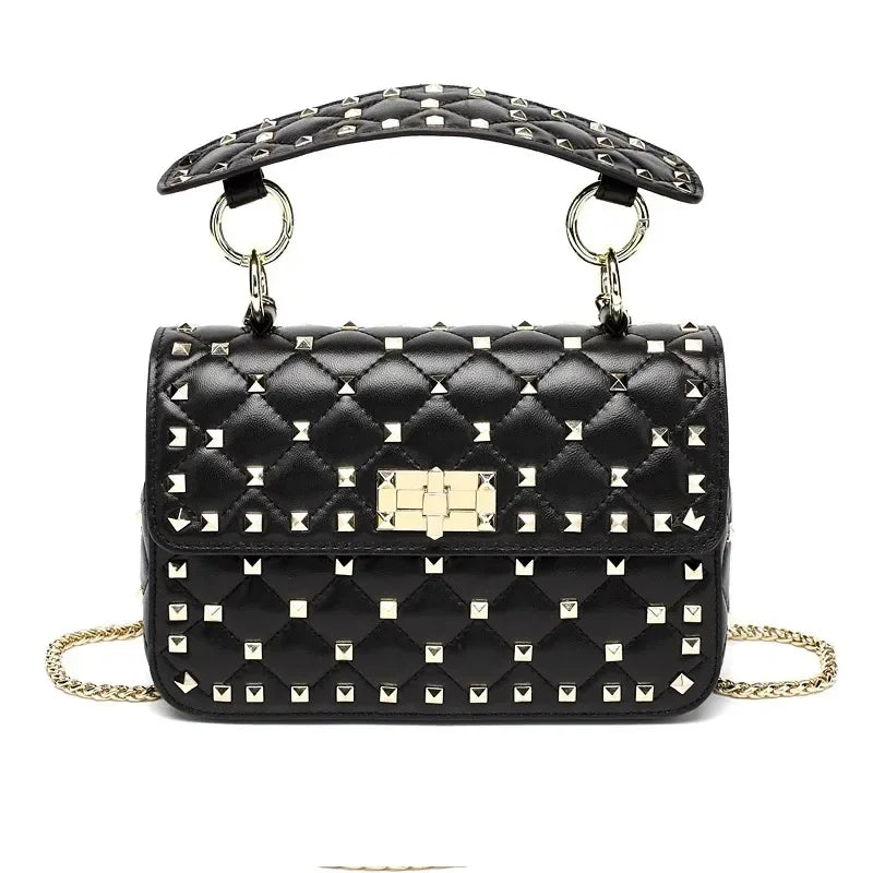 2024 New Fashion Women Sheepskin Leather Rivet Handbags