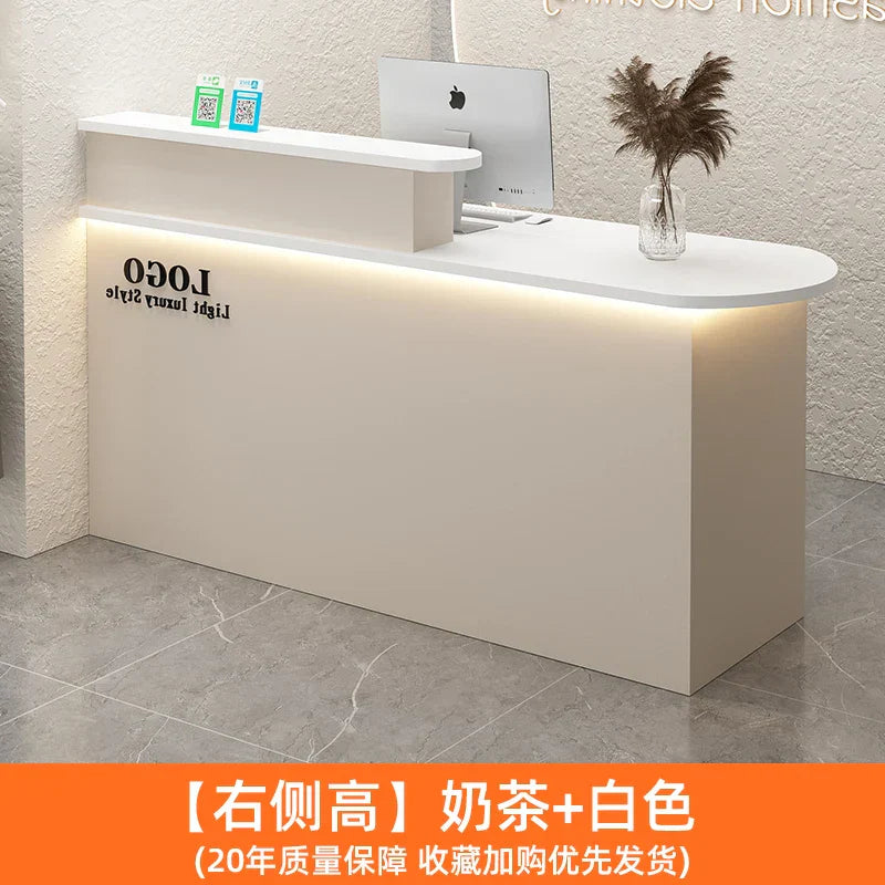 White Stylish Reception Desks Corner Light Bar Office