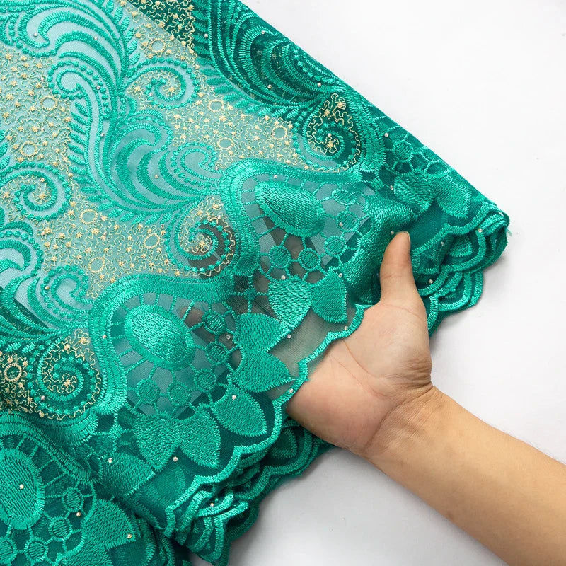 SJD LACE African Lace Fabric with Crystal 2024