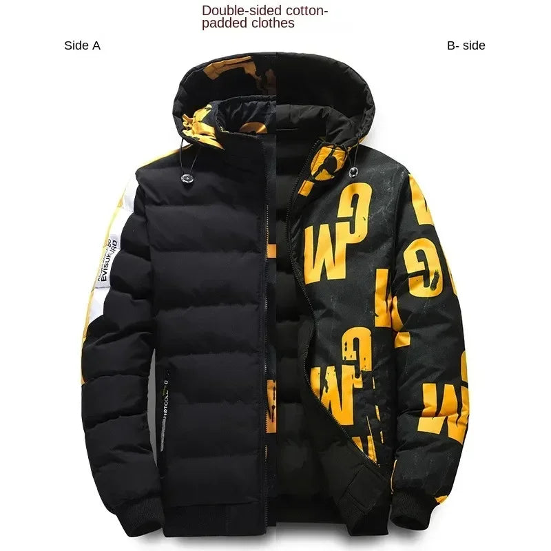 Men Autumn Winter Hooded Jacket Warm Comfortable Padded