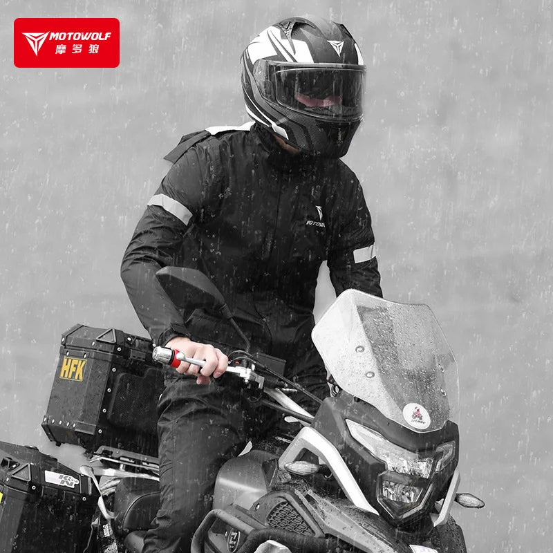 Motowolf Motorcycle Riding Raincoat Split Waterproof Outdoor Rain Pants Suit Rain Suit Reflective Motorcycle Rain Gear