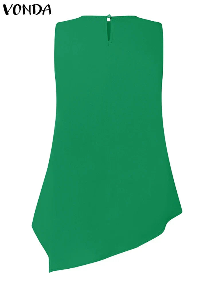 Plus Size 5XL VONDA Summer Women Satin Tanks