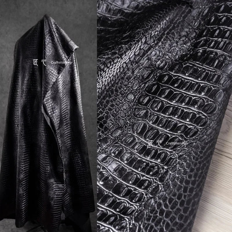 Leather Fabric Black Crocodile Pattern Leather Bag PU