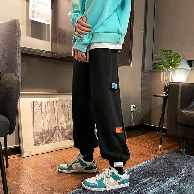 Men Sweatpants Casual Baggy Pants Button Down Pants