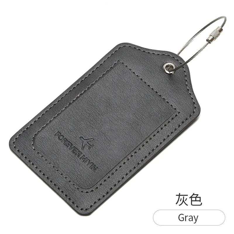 PU leather luggage tag With Anti Loss Wire