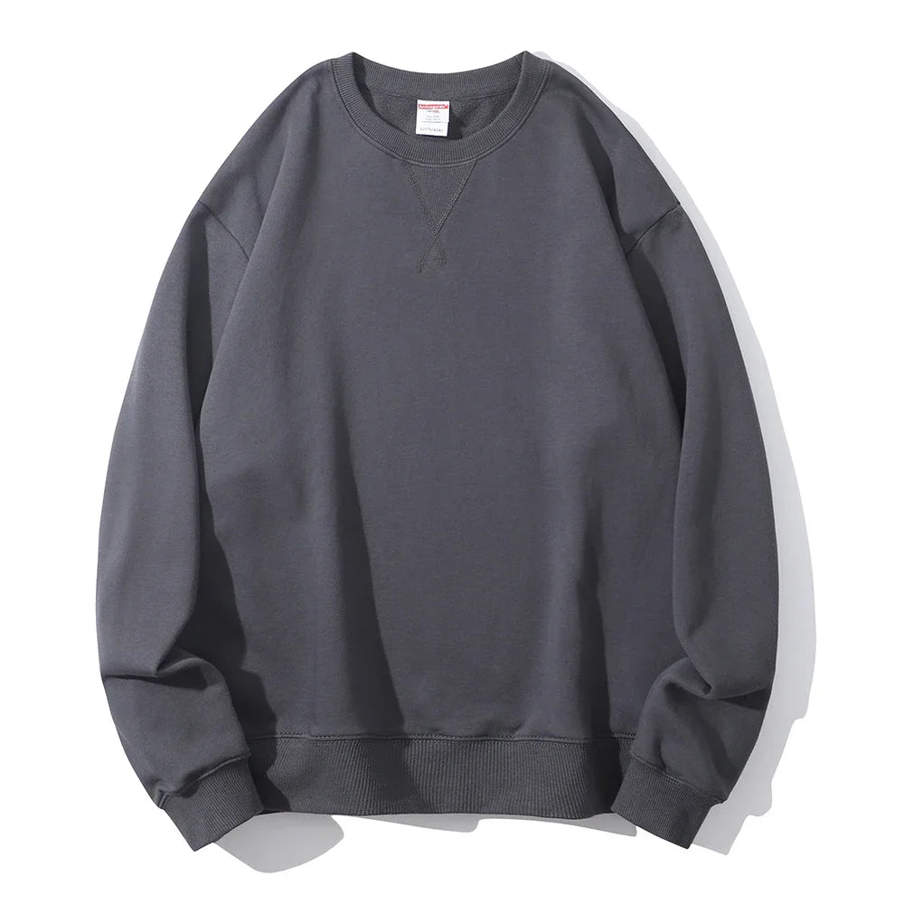 Autumn Winter 380g Cotton Heavy Hoodie Round Neck