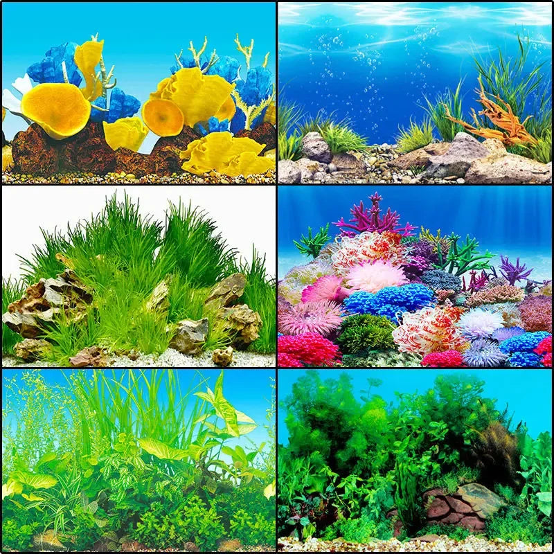 Double-sided Aquarium Landscape Sticker Poster Fish Tank 3D