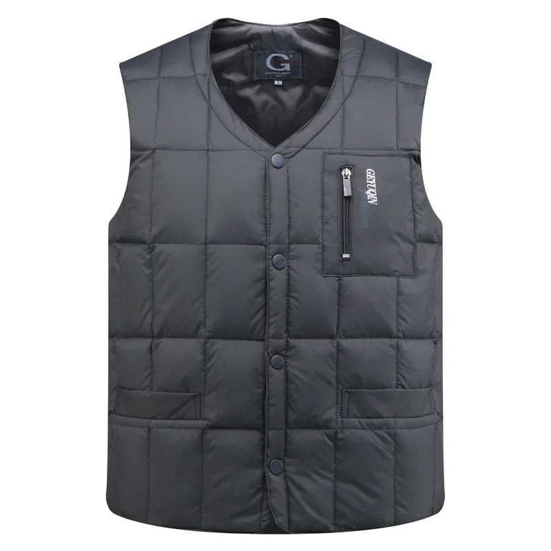 White Duck Down Vest Men Lightweight Autumn Winter