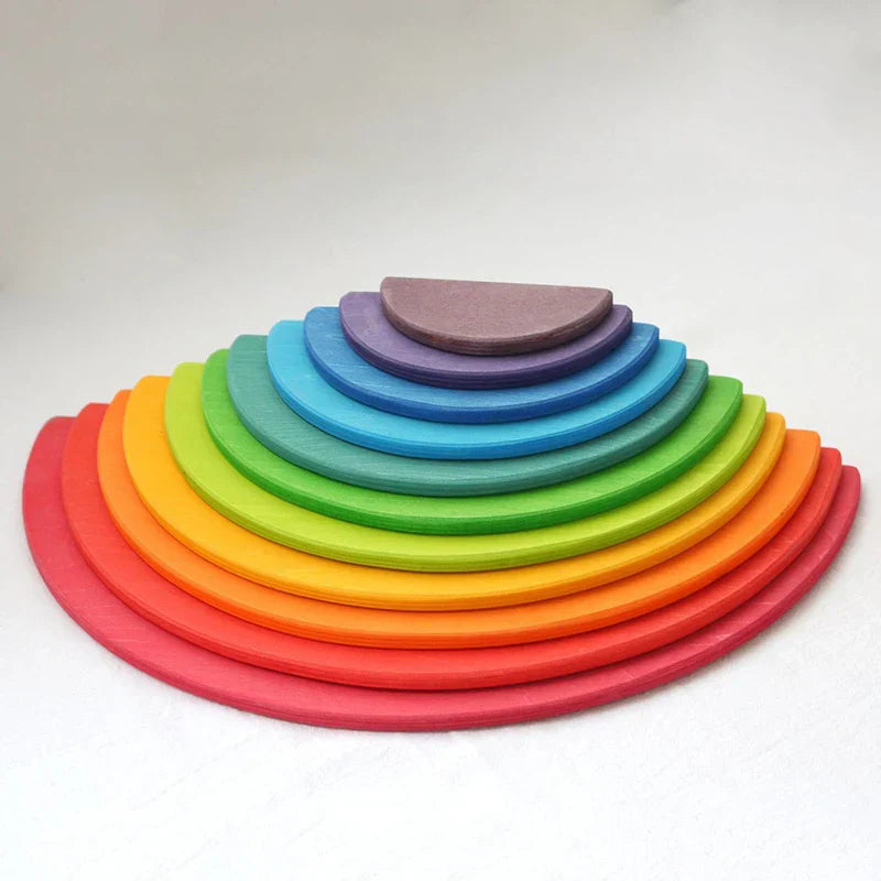 Large Wooden Rainbow Stacker Blocks Nordic Toys Loose