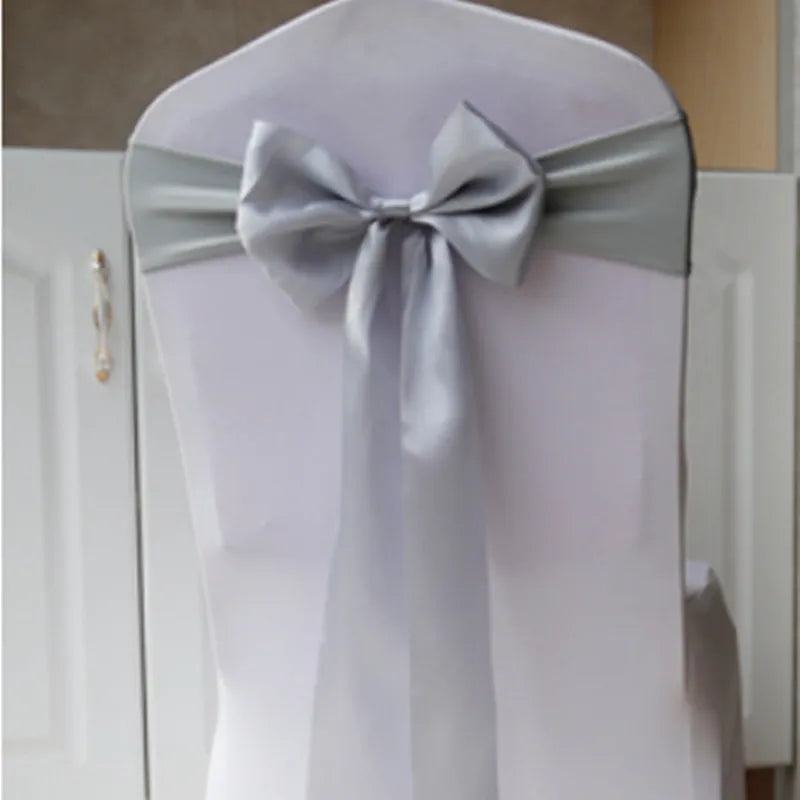 10pcs/50pcs Satin Spandex Chair Bow Band Ribbon Chair