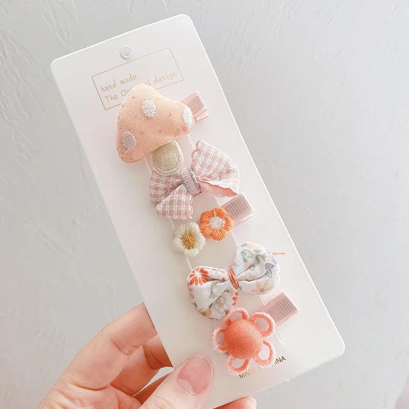 5pcs Set Cute Baby Girls Hairpins Bow Flower