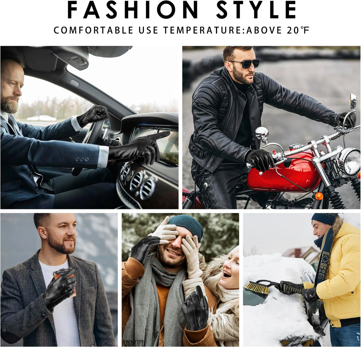 Sheepskin Genuine Leather Men's Gloves Fashion Driving Riding