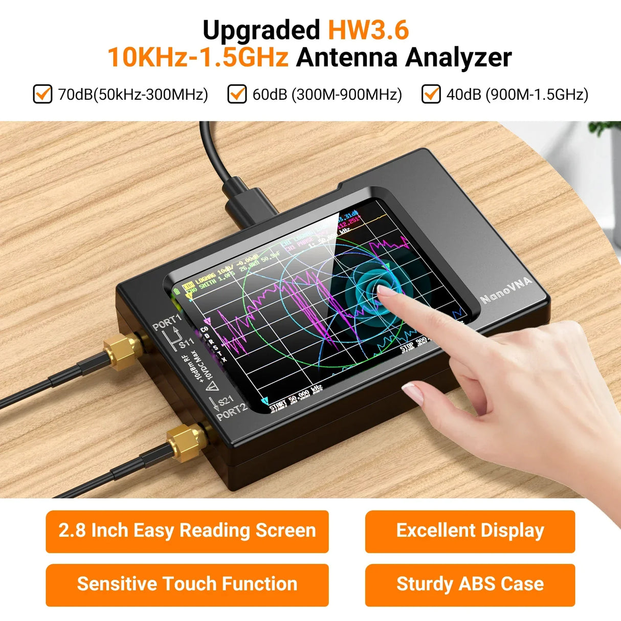 NanoVNA-H Vector Network Antenna Analyzer 10KHz-1.5GHz MF HF