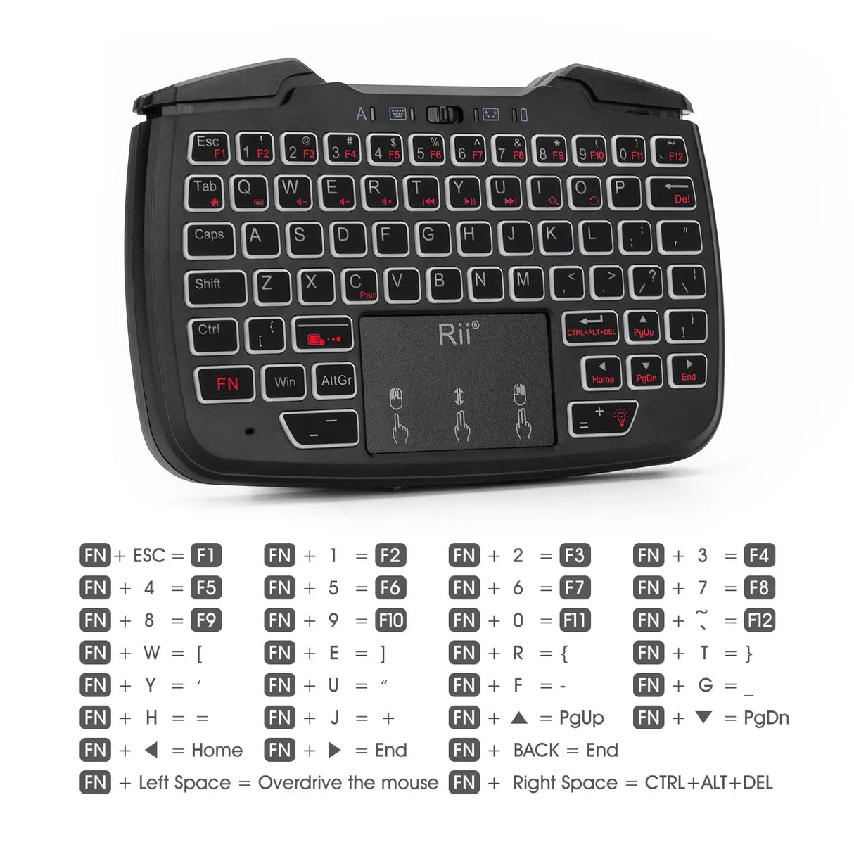 Rii RK707 2.4GHz Wireless Portable Game Controller Keyboard