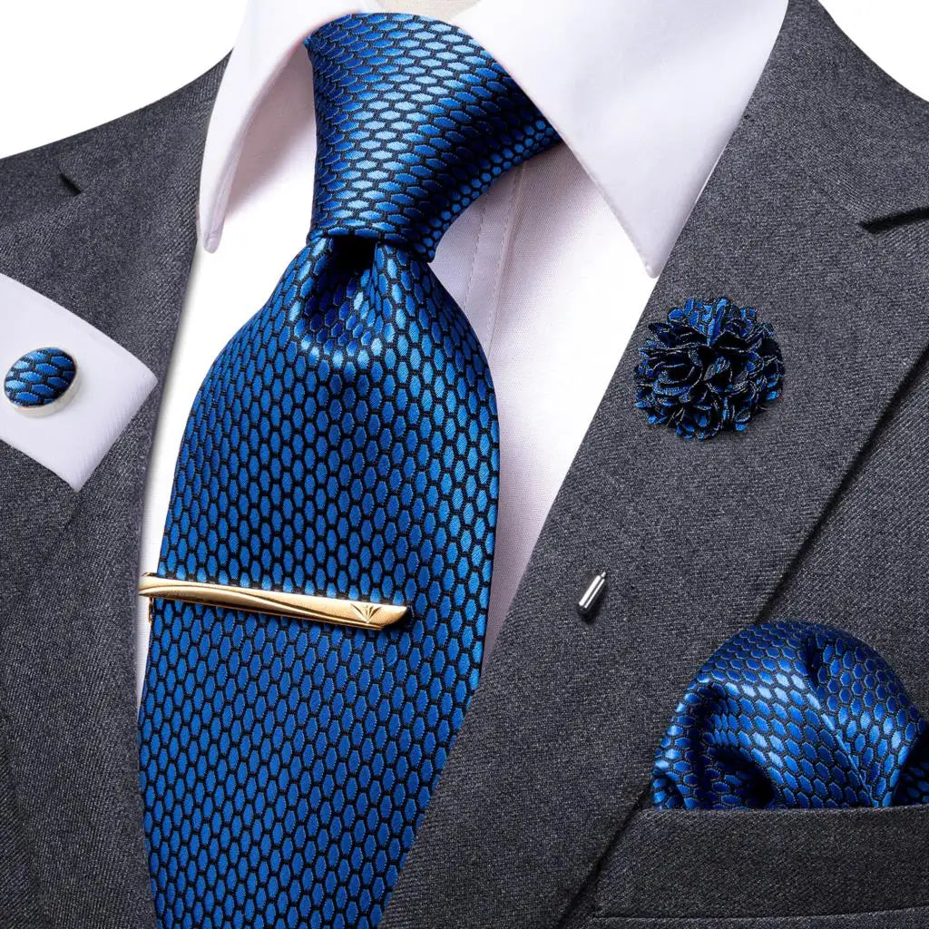 HiTie Yellow Blue Solid Business Tie For Men