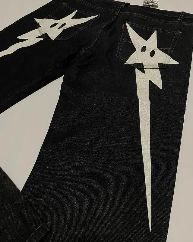 Streetwear Jeans Y2K Hip Hop Star Graphic Print