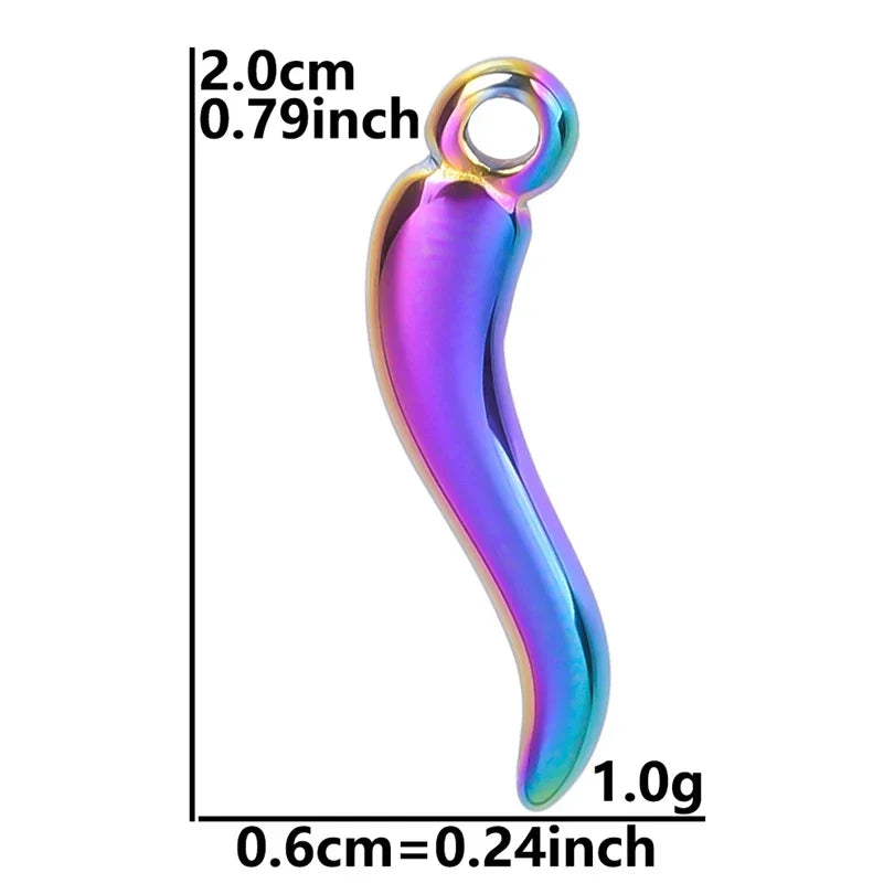 5pcs Stainless Steel Chili Charms Pendant For Jewelry
