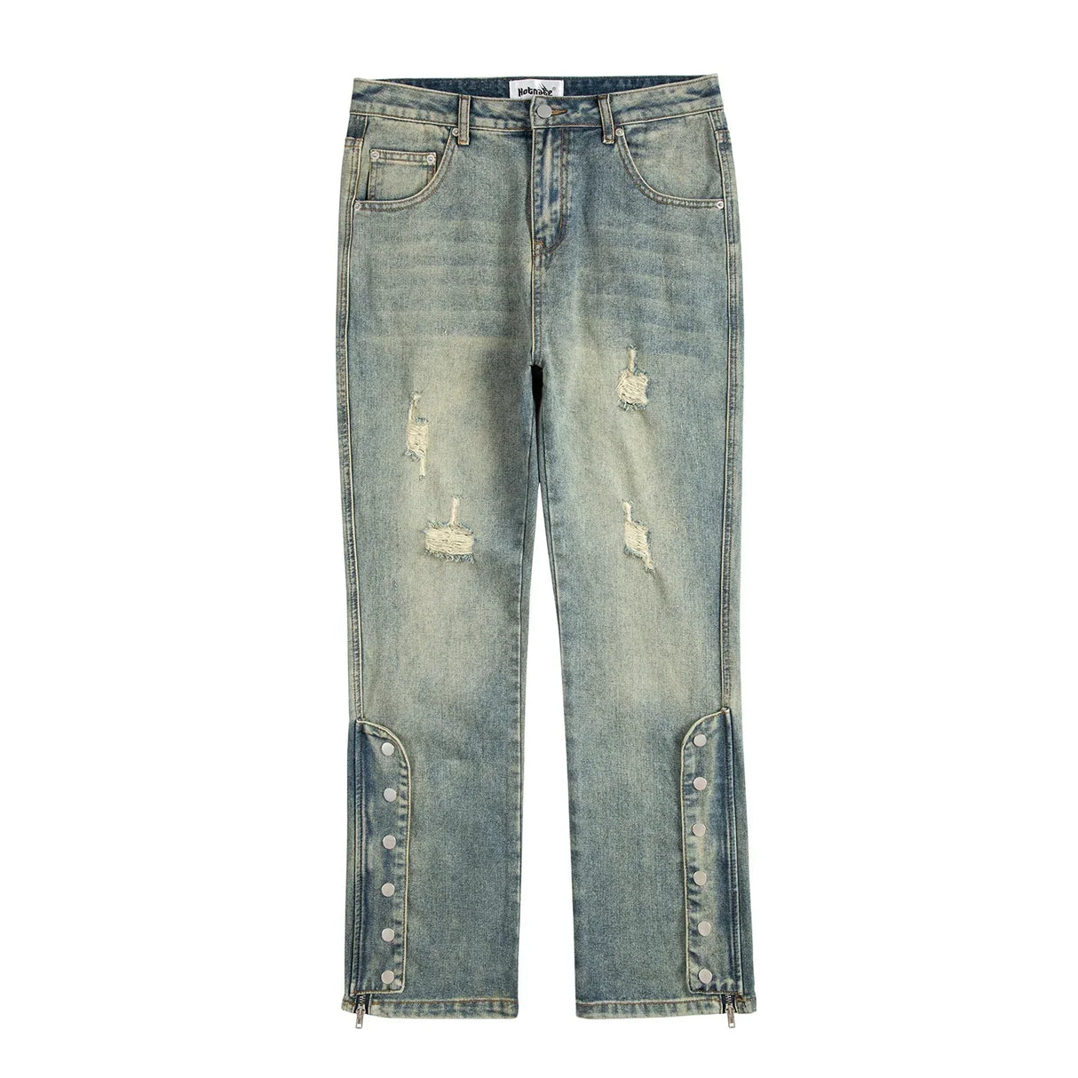 Streetwear Mens Blue Washed Jean Relaxed Fit Side