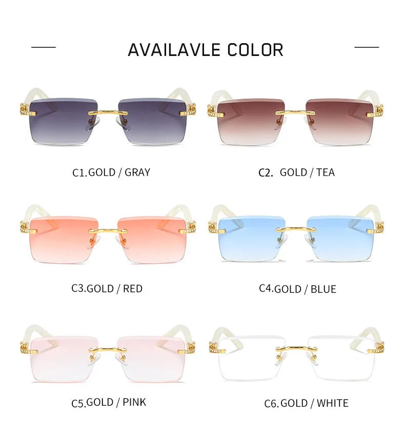 Luxury Brand Diamond Acetate Frame Square Sunglasses For