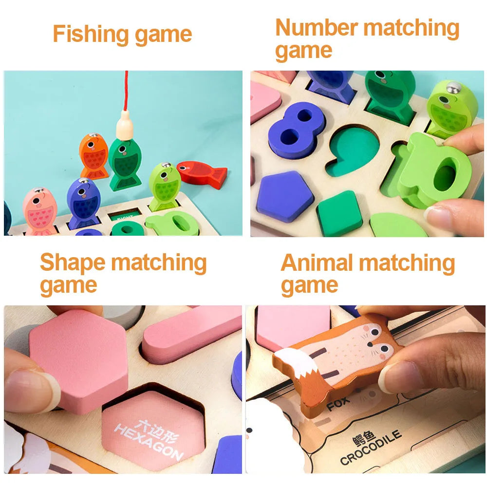 Toddler Montessori Toys Shape & Number Matching,Fishing Game,Animal
