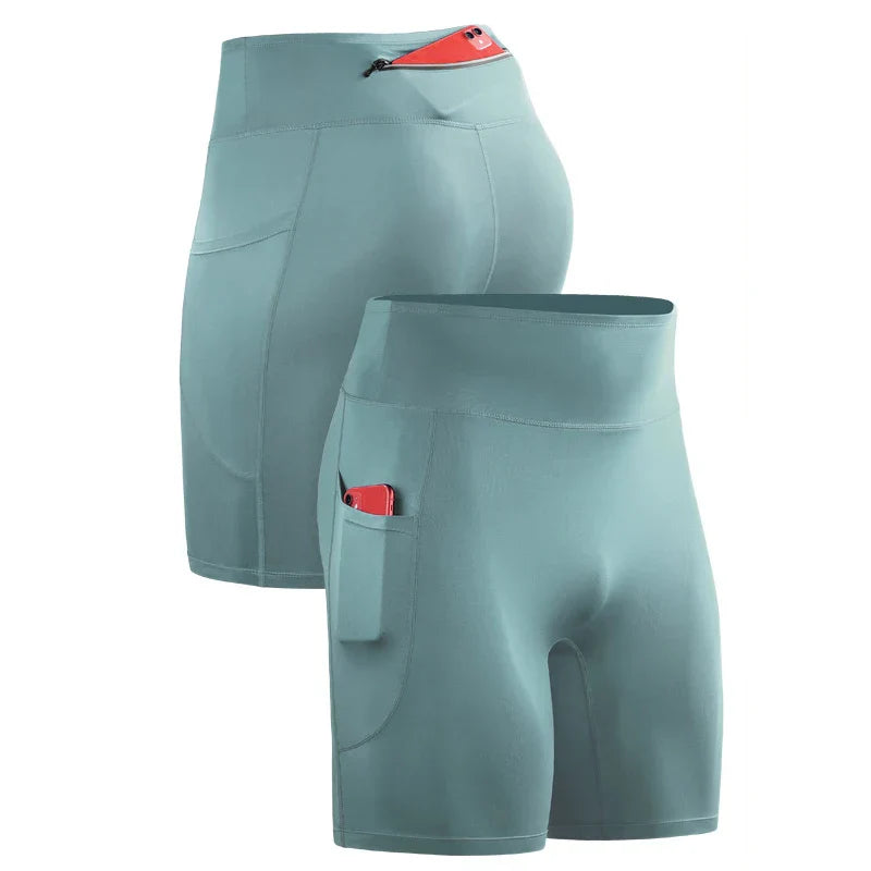 Men Compression Sport Shorts Breathable Pocket Gym Shorts