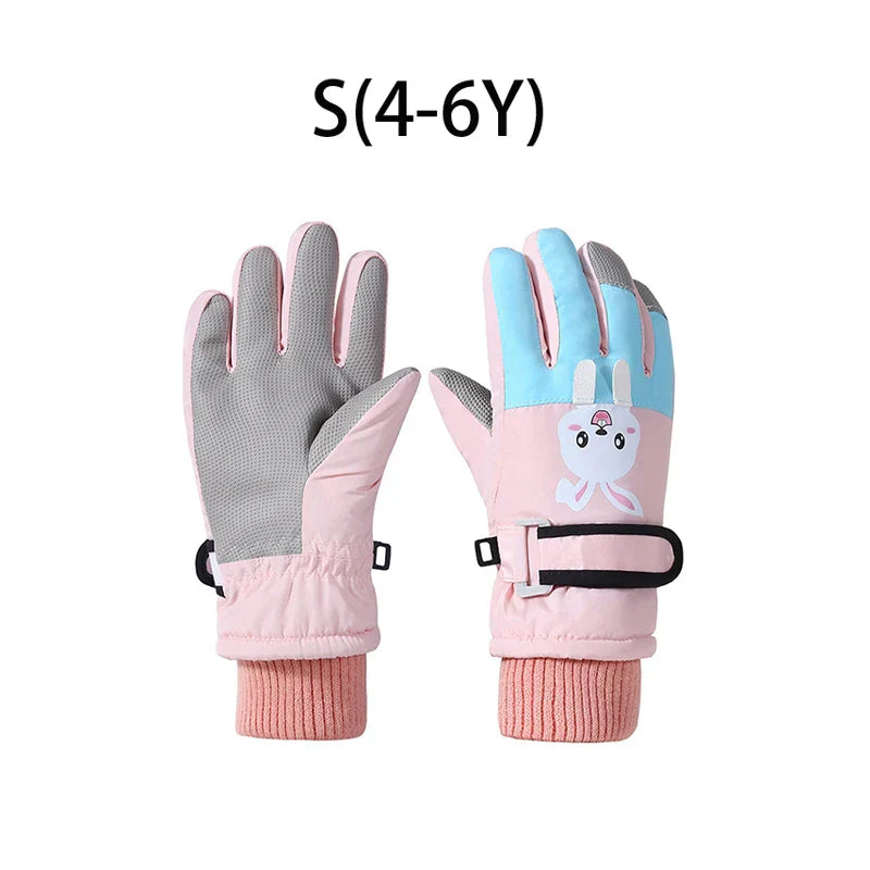 Cartoon Kids Gloves Thickened Warm Winter Ski FiveFinger