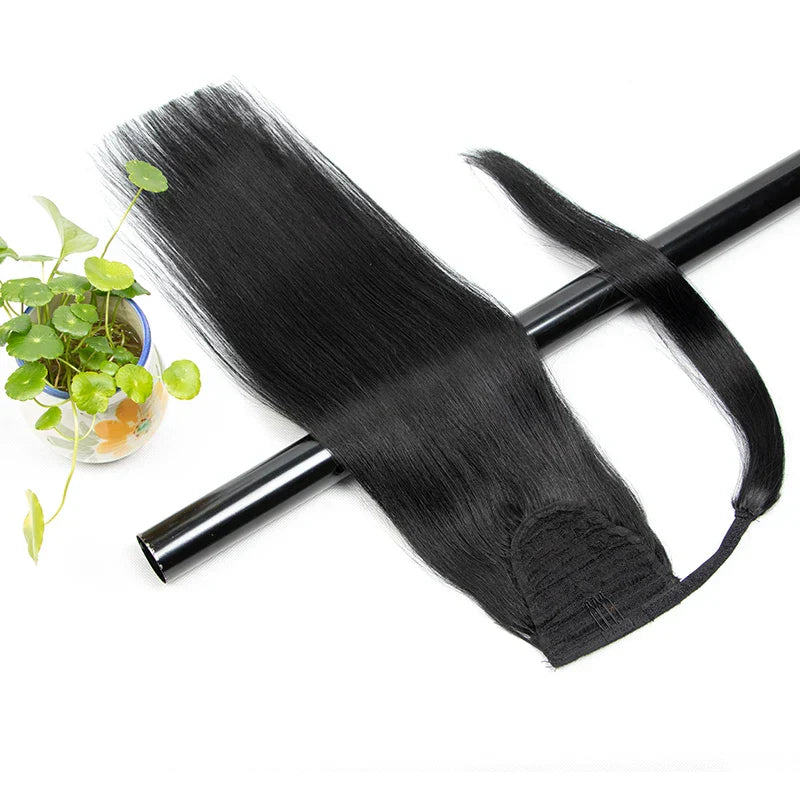 Ponytail Human Hair Clip in Extensions 100% Remy