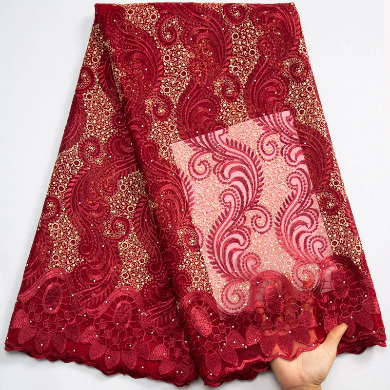 SJD LACE African Lace Fabric with Crystal 2024