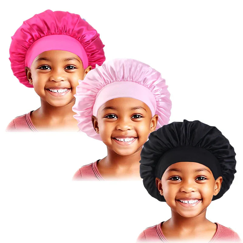 3PCS/LOT Children Elastic Sleepcap Kids Simple Solid Color