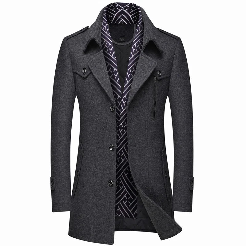 Winter Men Wool Coats New Fashion Middle Long