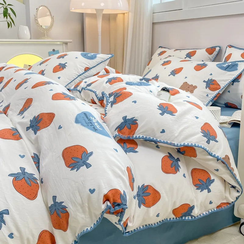 Soft Cotton Crib Bedding Set Girl Bed Kid