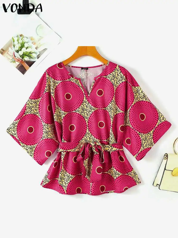 Plus Size 5XL VONDA Women Tunic Tops 2023