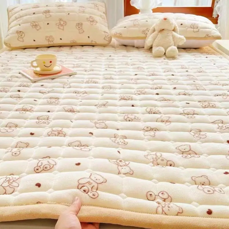 1pc Winter Milk Velvet Thickened Warm Bed Sheet