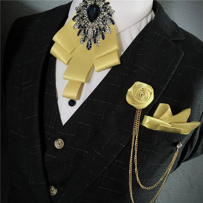 Men's Bow Tie Corsage Pocket Towel Sets British